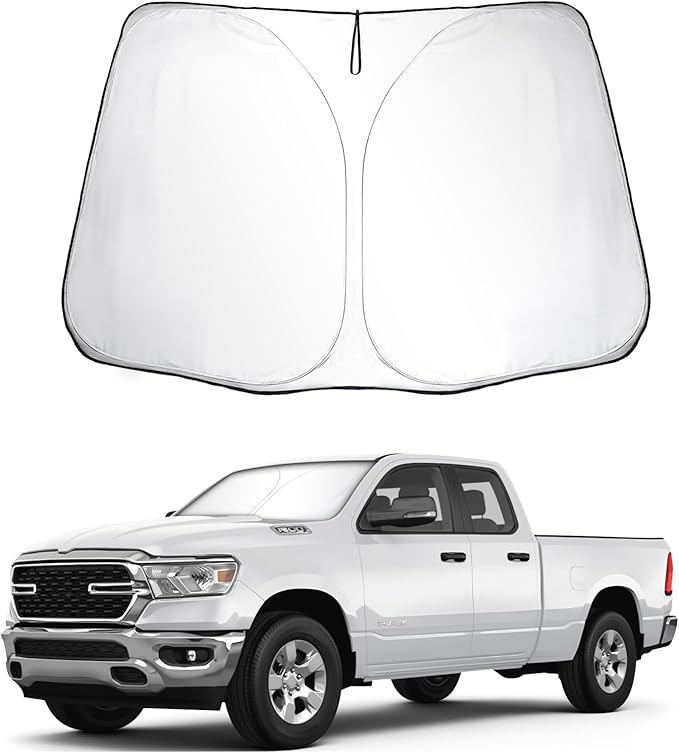 SKTU 2019-2026 RAM 1500 Front Windshield Sunshade for 2019-2026 Dodge RAM 1500 Windshield Sunshade Foldable for Blocks UV Rays and Blocks Heat and Sun Keeps Vehicle Cool