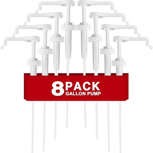 8Pcs Gallon Jug Pump Dispenser, 38-400 Leak Proof Pump for Gallon Jug - Lotion Shampoo Pump Cap Included, Fits 1 Gallon Bottle 64oz 128oz Shampoo Laundry Detergent Containers