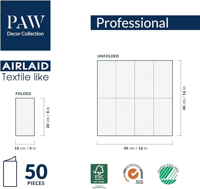 PAW - 50-Pack Disposable Navy Blue Linen-Feel Guest Towels 8" x 4" Folded, European Quality Hand Towels, Elegant Dinner Napkins for Special Occasions - Wedding, Birthday, Holiday, Bridal Shower