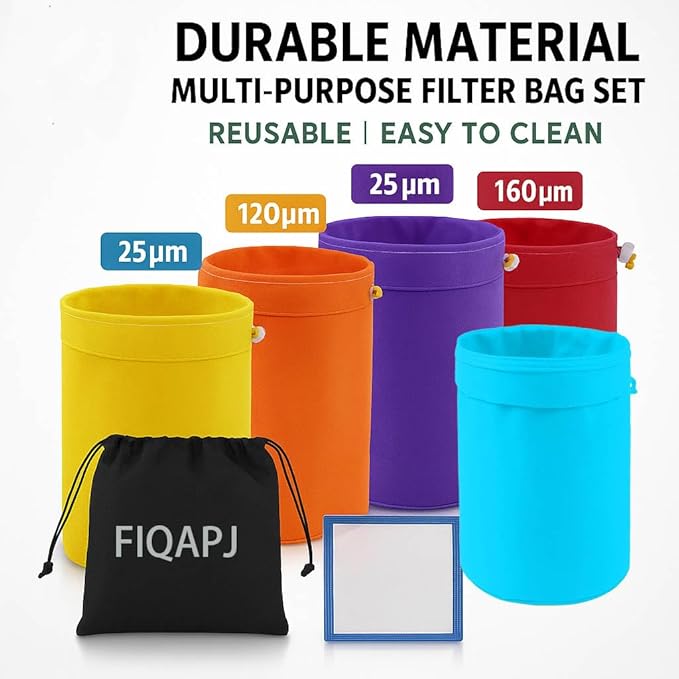 5 Pieces 5 Gallon Straining Bag Oxford Cloth for 5 Gallon Bucket, Reusable Household Food Separation Bag for Hydroponics, Gardening, Juice (25 to 220-Micron)