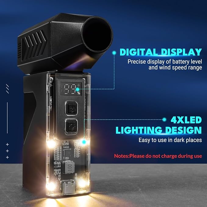 Violent Turbo Fan，Mini Electric Compressed Air Duster & Vacuum Cleaner,130000RPM Portable Rechargeable Cordless Handheld Air Blower with LED Light for PC, Outdoor, House, Car,8000mAh