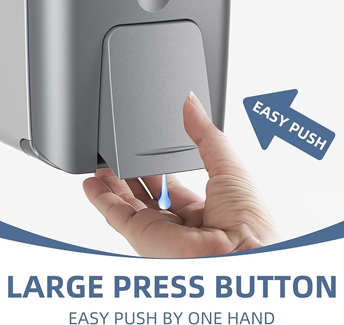 Soap Dispenser Wall Mount 28oz Commercial Hand Soap Dispenser for Bathroom Liquid Gel Hand Sanitizer Dispenser No Drilling Silver