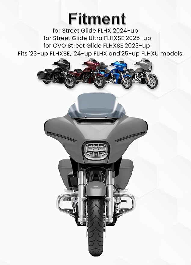 10" Wave Windshield Windscreen Wind Splitter Compatible with Harley Davidson Touring CVO Street Glide FLHXSE 2023-up,Street Glide FLHX 2024-up & FLXHU 2025-up (Tint)