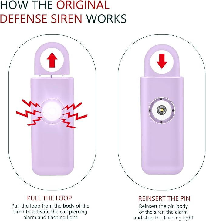 Thopeb® Personal Safety Alarm for Women – 130dB Loud Emergency Siren & SOS Strobe LED Light – Self Defense Keychain, College Dorm Room Essentials for Girls (Purple)