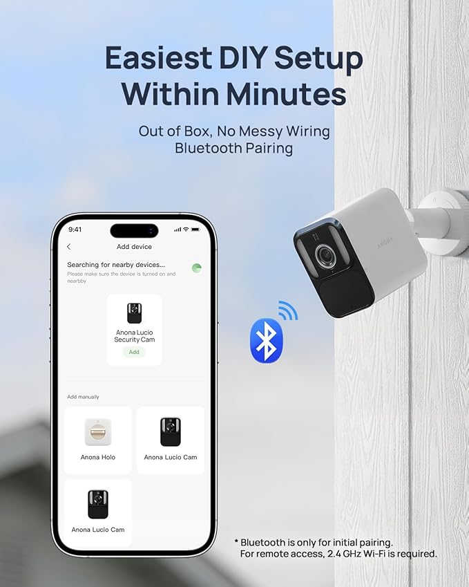 Anona Lucio 2.5K Security Camera Outdoor Battery Wireless with Solar Powered, Color Night Vision & 138° FOV, Multi-Object Detection, No Hub Needed, Two-Way Audio, IP67, 4 Pack