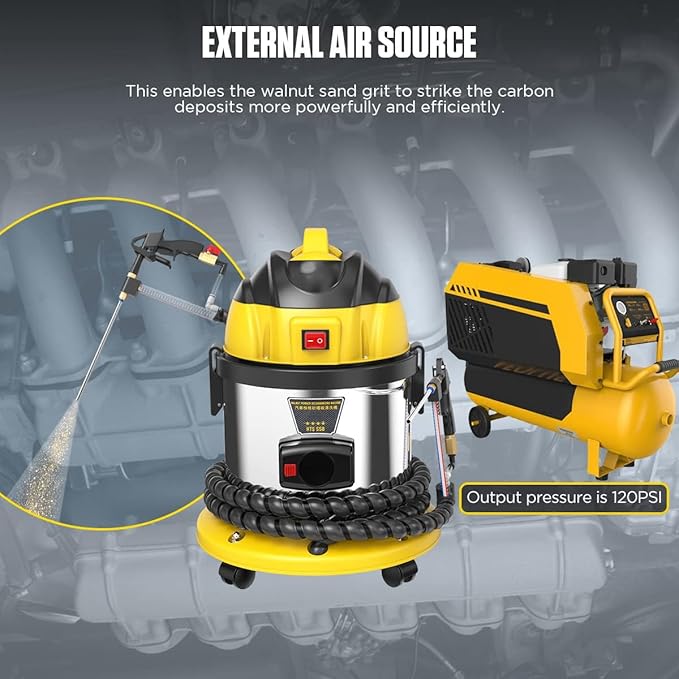 Automotive Engine Intake Pipe Valve Clean Machine Valvetronic System Walnut Powder Sand Carbon Deposits Cleaner Automotive Cleaning Tools Walnut Sand DE-Carbon Cleaner Engine System Cleaners 110/220V