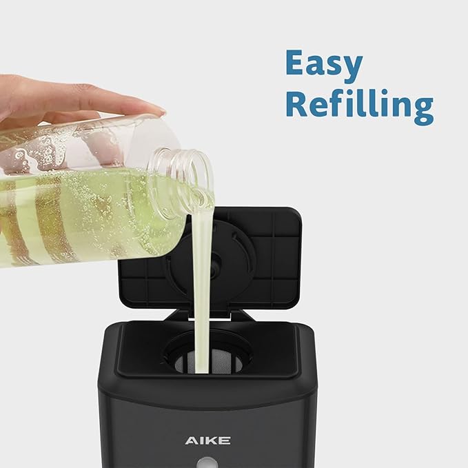 AIKE Automatic Soap Dispenser Commercial Wall Mounted Liquid Dispenser Matte Black Finish 1100ml Large Capacity
