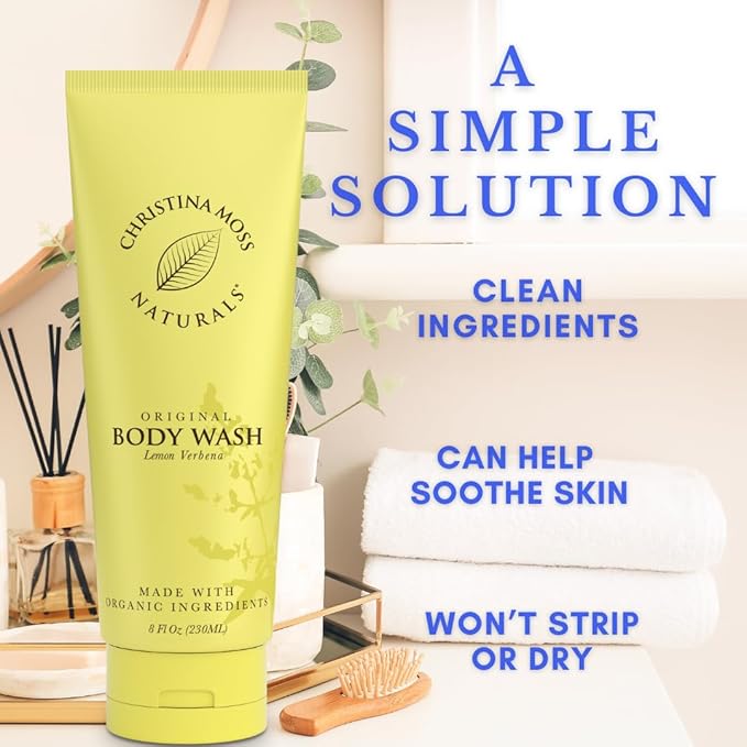Christina Moss Naturals Verbena Body Wash, Natural & Organic Ingredients, Plant-Based, No Parabens, Sulfates Free, Non-Toxic