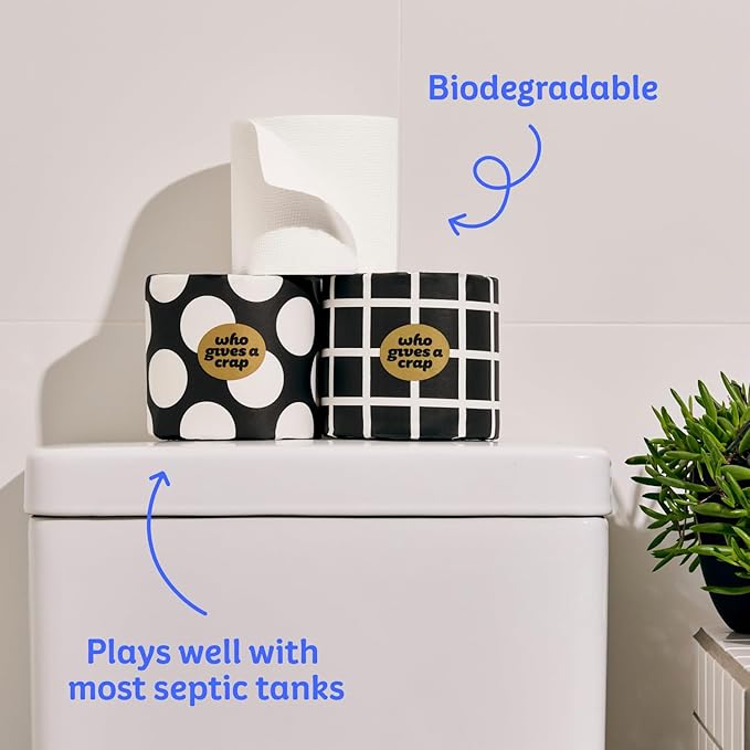 Who Gives A Crap 100% Bamboo Toilet Paper, 24 Rolls, 3 Ply, 330 Sheets, Long, Strong & Soft Toilet Tissue, Renewable, Tree Free Bathroom Tissue Made with Bamboo Fibers