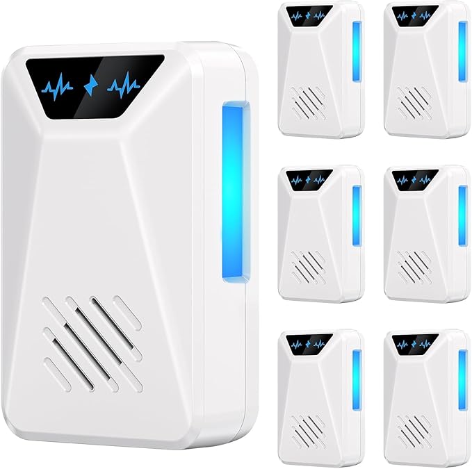 6 Packs Ultrasonic Pest Control Repeller, Electronic Pest Repellent Plug in Indoor for Insect Roaches Spider Ant Bug Mosquito Rat Mouse Repellent for House Home Kitchen Garage