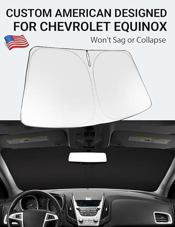 Proadsy 2025 Upgrade Windshield Sun Shade Custom Fit 2010-2017 Chevrolet Equinox Foldable Front Sunshade Protector Sun Visor Blocks UV Rays Keep Car Cooler