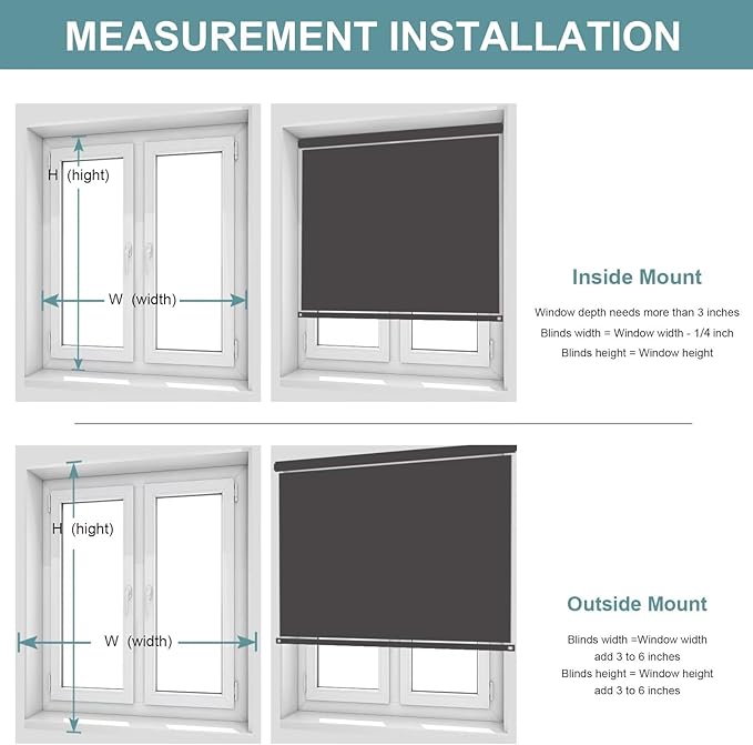 MYshade Blackout Cordless Roller Shades, Room Darkening Free-Stop Roll Up Blinds for Windows, Pull Down Blocking Blind for Home and Office, Easy to Install, 41" X 72", Grey