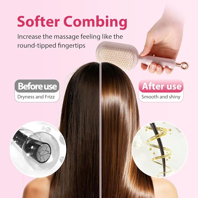 Retractable Cushion Massage Comb Brush, 2026 New Self Cleaning Hair Brush, Anti Static Massage Comb Air Cushion Comb for Women (White, 2pcs)