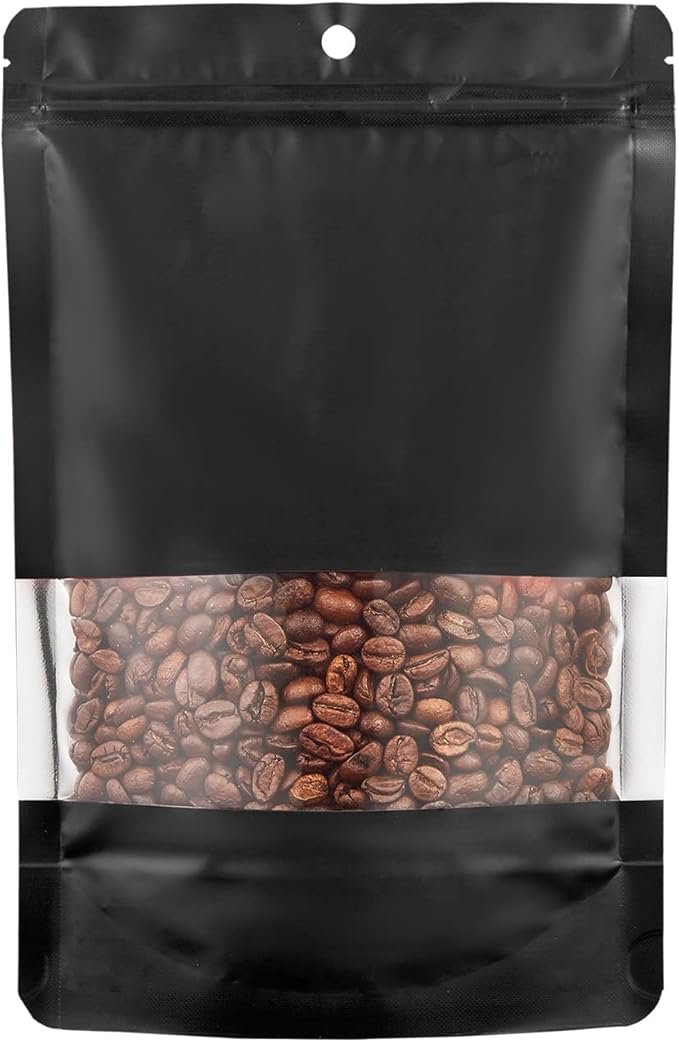 110 Pack Stand up Matte Metallic Storage Bags with Clear Front Window Heat-Sealable Resealable Solid Color Pouches for Food Storage Containers Organizer(Black,5.9 * 8.6 inch,Pack of 110)