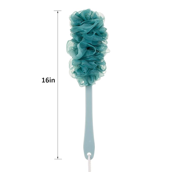 Back Scrubber for Shower,Loofah Long Handle Bath Body Brush,Soft Nylon Mesh Sponge for Shower,Loofah On a Stick for Men Women,Exfoliating Scrub Cleaning Luffa for Elderly(2-Pack,Blue)