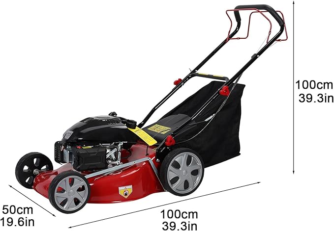 Lefitap Self Propelled Gas Lawn Mower, 141cc 4-Stroke Gas Engine Weed Eater with 20" Blade, Walk-Behind Cordless Push Lawn Mowers Tractors with 50L Grass Tank, 2850RPM Red