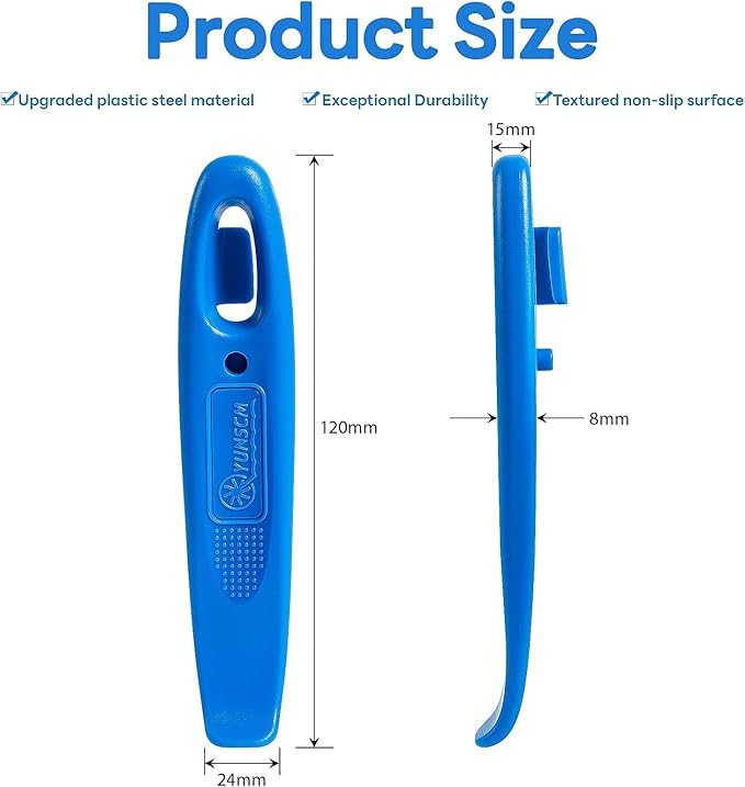 YunSCM 4-Pcs Ultra Strong Plastic Steel Bike Tire Levers, Thickened and Widened Bicycle Tire Levers,Bike tire Replacement Tool, Tire Removal Tool for Road Mountain Bike Tires(Blue)
