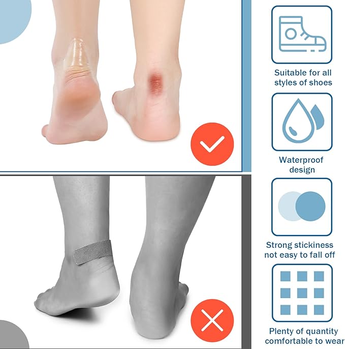 Tarpop 150 Pcs Blister Bandages for Feet, Waterproof Hydrocolloid Gel Pads, Hydrocolloid Bandages, Adhesive Feet Cushions for Heel, Toe, Finger Protection, Blister Prevention Patches(Stylish)