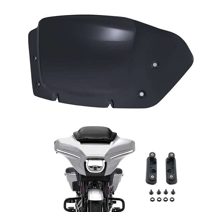 10" Wave Windshield Windscreen Wind Splitter Compatible for Harley Street Glide FLHX, CVO Street Glide FLHXSE 2023 2024 (Black)
