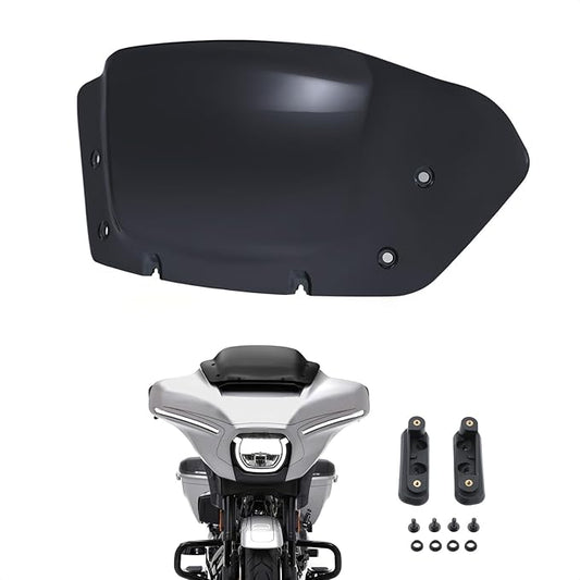 10" Wave Windshield Windscreen Wind Splitter Compatible for Harley Street Glide FLHX, CVO Street Glide FLHXSE 2023 2024 (Black)