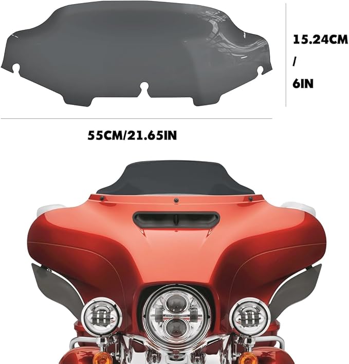 6" Windshield Windscreen for 2014-2024 Harley Davidson Touring Street Glide Electra Glide/Ultra Limited/Tri Glide FLHT FLHX FLHXS FLHTK, Smoke