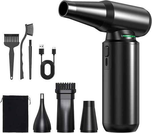 Compressed Air Duster with LED Flashlight, 300,000RPM Brushless Motor Electric Air Duster, 3-Gear Adjustable Mini Blower, Cordless Jet Fan for Keyboard, PC, Car and Home Cleaning1