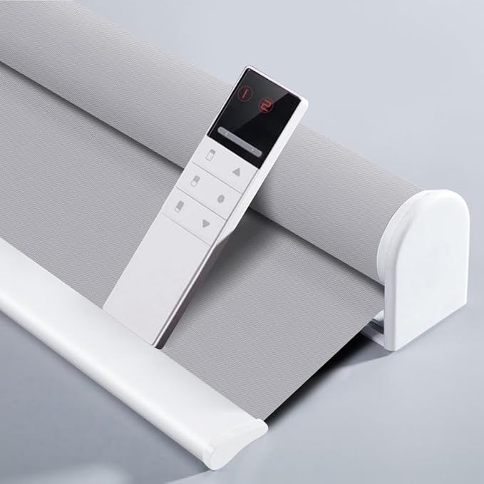 ZSHINE Motorized Blackout Window Blinds Customize Width (23-95 Inches) Remote Control Wireless and Rechargeable Roller Shades Blinds for Windows, Home, Office, Hotel, Club, Restaurant(82010S)…