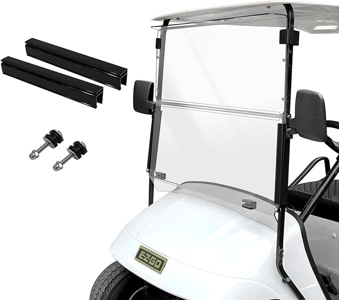 Golf Cart Windshield for EZGO/Club Car DS/Precedent/Yamaha Gas & Electric Models, 5MM Thicken Foldable, Clear Highly Transparent and Impact Resistant Acrylic