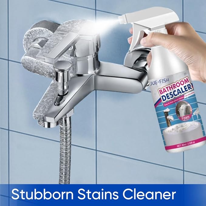 Bathroom Descaler Foam Cleaner: All-In-One Powerful Cleaner Spray - Strong Shower, Bathtub, Glass, Faucet, Tile, and Toilet Cleaner for Stubborn Stains & Limescale Removal (1)
