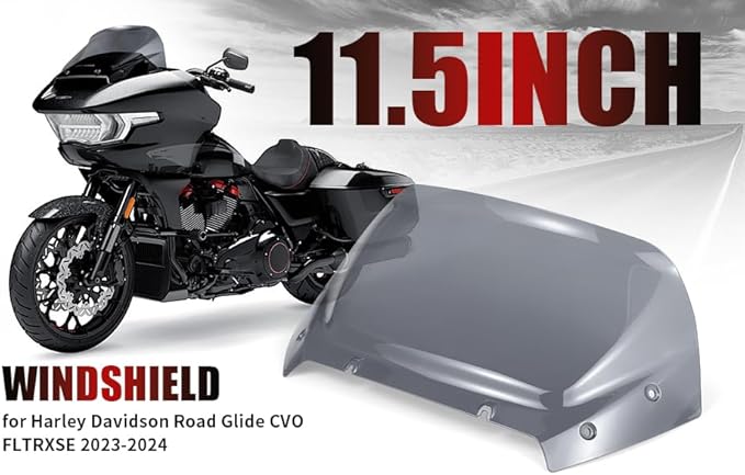 11.5" Wave Windshield Windscreen Wind Splitter Compatible for Harley CVO Road Glide FLTRXSE, CVO Road Glide ST FLTRXSTSE, Road Glide FLTRX 2024 for CVO Road Glide FLTRXSE 2023 (Dark Smoke)