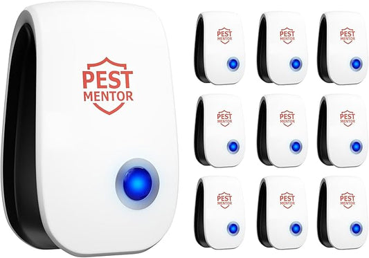 10 Pack Ultrasonic Pest Repellent, Electronic Plug-in for Rodents, Mosquitoes, Cockroaches, Spiders, Ants, and More, Safe, Silent, Energy-Efficient, Ideal for Home, Office, and Warehouse