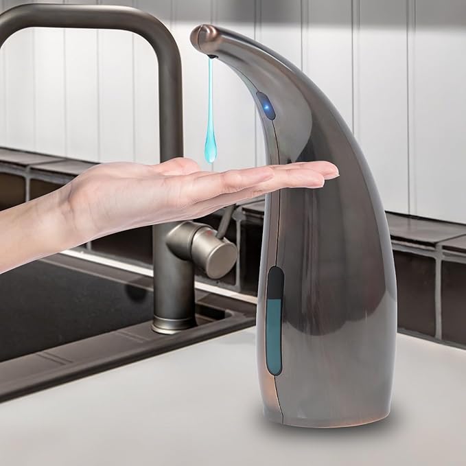Automatic Liquid Soap Dispenser,300ML Touchless 4 Gear Adjustable, Countertop Electric Battery Operated Hand Soap Dispenser with Sensor for Bathroom,Kitchen,Office（Red Copper）