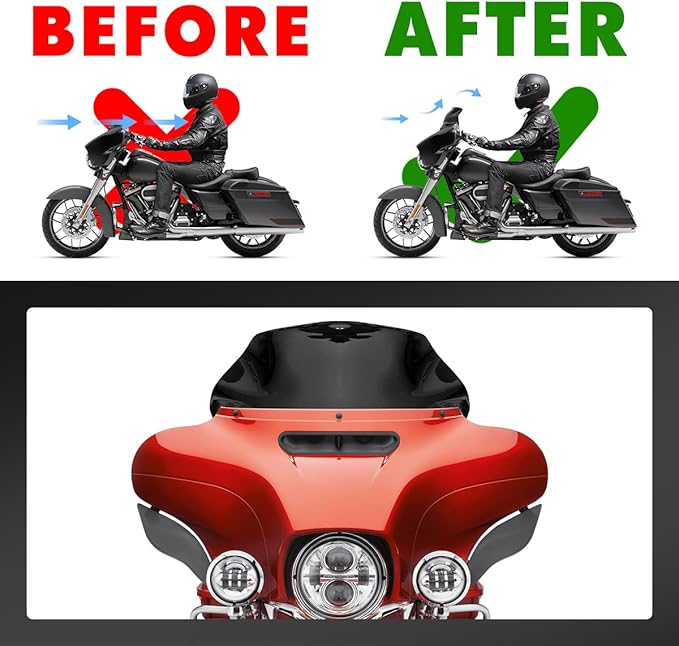 9 inch Black Windshield Windscreen for 2014-2024 Harley Davidson Touring Street Glide Electra Glide/Ultra Limited/Tri Glide FLHT FLHX FLHXS FLHTK