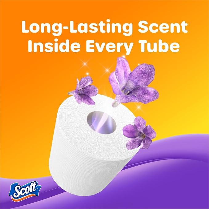 Scott ComfortPlus Toilet Paper with Soft Lavender Scented Tube, 12 Mega Rolls, 310 Sheets per Roll, Septic-Safe, 1-Ply Toilet Tissue