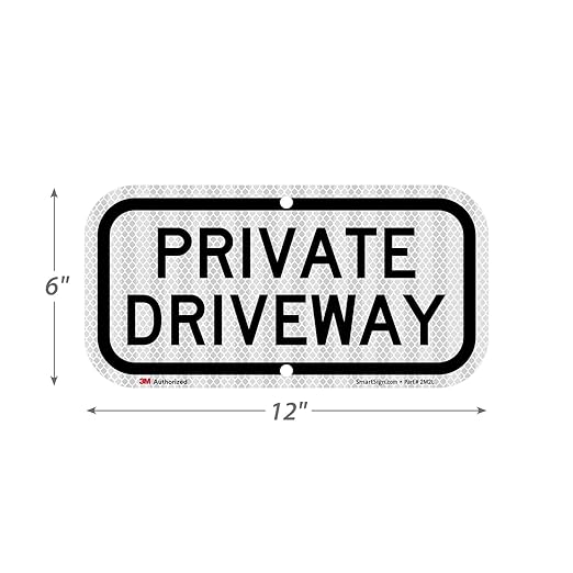 SmartSign "Private Driveway" Sign | 6" x 12" 3M High Intensity Grade Reflective Aluminum, Made in USA