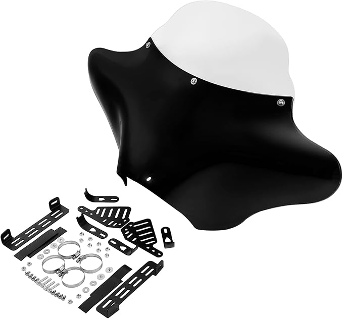 TCT-MOTORPARTS ABS Front Outer Batwing Fairing Windscreen w/Mount Blacket Fit For Harley Touring Softail Dyna Road King 1994-2016 Fat Boy Street Bob Yamaha V Star 650 1100 classic Suzuki