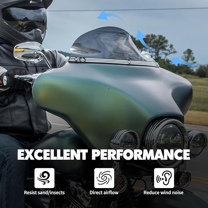 6" Windshield Windscreen for 2014-2024 Harley Davidson Touring Street Glide Electra Glide/Ultra Limited/Tri Glide FLHT FLHX FLHXS FLHTK, Black
