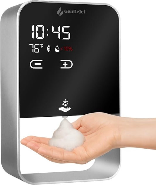 EliteJet Automatic Foaming Soap Dispenser Touchless - Wall Mount & Countertop, Aluminum Alloy Body, Automatic Soap Dispenser Touchless with Dual Power (USB/Battery), LED Display