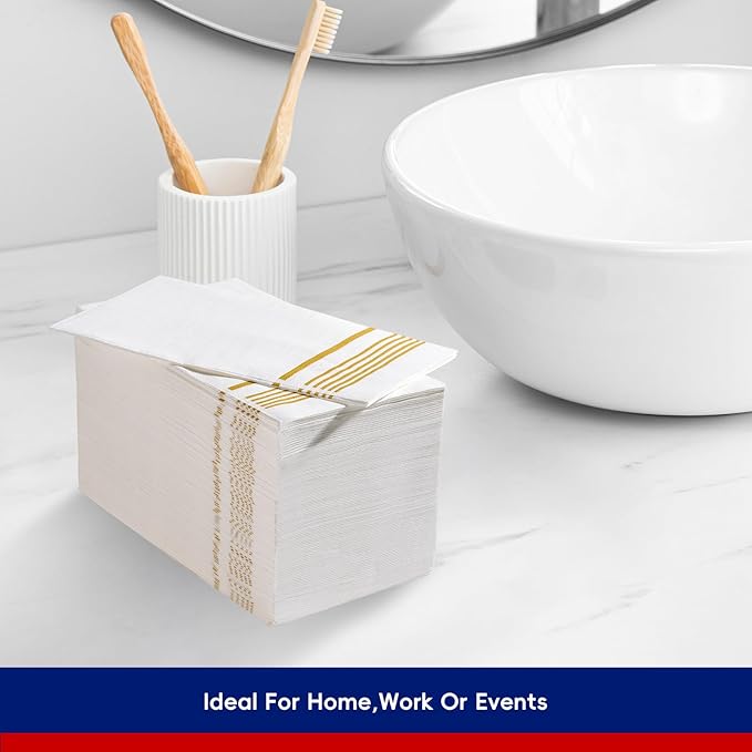 100 Pack Paper Napkins Guest Towels Disposable Premium Quality 3-ply Dinner Napkins Disposable Soft, Absorbent, Party Napkins Wedding Napkins for Kitchen, Parties, Dinners or Events