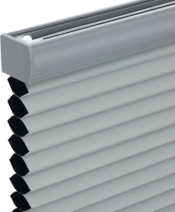Changshade Cordless Cellular Shades, Blackout Honeycomb Shades for Windows, Pull Down Pleated Blinds, Easy to Install for Indoor Windows and French Doors,53" W x 72" H, Grey