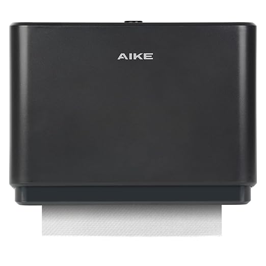 AIKE Wall Mount Paper Towel Dispenser, Fit Multifold Paper Towel Folded Size 10"x3.1" or Smaller, 200 Sheets Capacity Black Finish