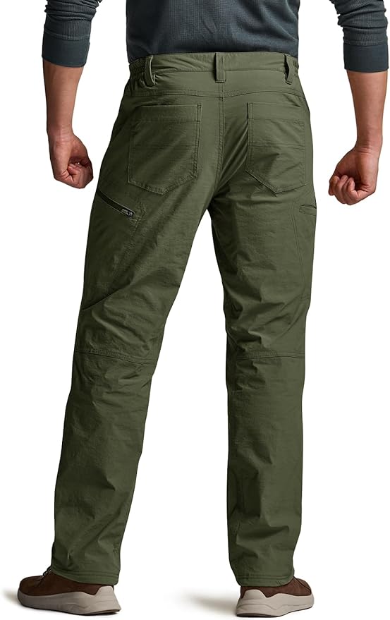 CQR Men's Winter Fleece Lined Pants, Water-Resistant Outdoor Stretch Work Pants, Windproof Casual Pants with Pockets