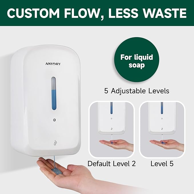 Commercial Automatic Soap Dispenser Large 34oz/1000ml Capacity Wall-Mounted Touchless Liquid Dispenser for High-Traffic Restrooms, Offices, Hospitals Model 1220S White