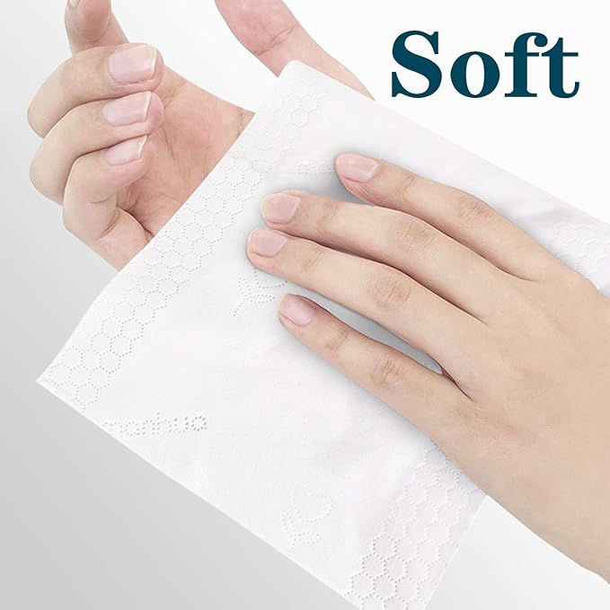 Pack of 4, Small Facial Tissue, Toilet Paper, Bag Cover, Disposable Napkin, Material Wood Pulp Fiber NOT COTTON, White Facial Paper, 4-Ply, 400 Sheets per Pack