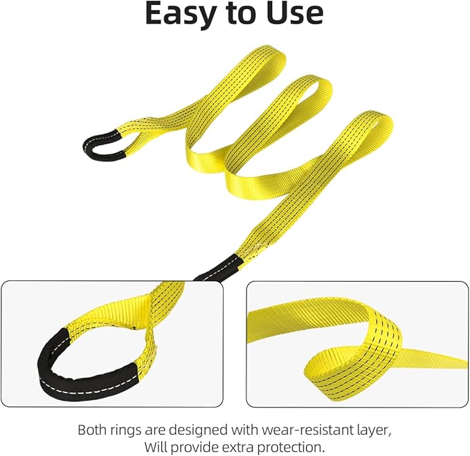 2 Pack 6' x 2" Lifting Sling Straps, 6 Feet Heavy Duty Lift Rigging Strap Tree Saver Recovery Securing Straps, Polyester Flat Towing Web Sling Winch Strap for Trailer, Hoist, Truck.