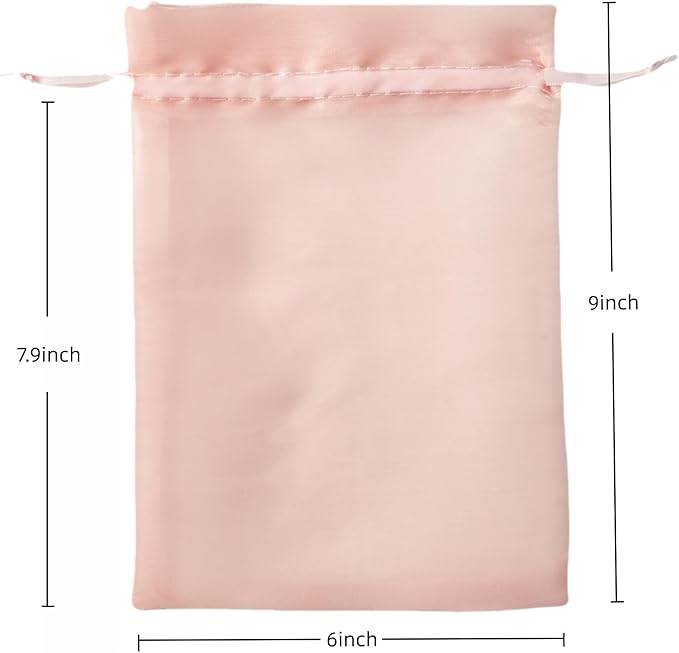 QIANF 20 Pcs Pink Small Organza Bags 6X9 inch for Wedding Favors with Drawstring, Mini Mesh Gift Bags Jewelry Pouch for Candy Bridal Shower Party Favor Baby Shower Christmas