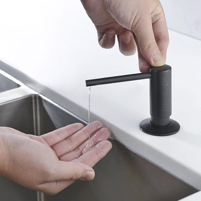 Avola Oil Rubbed Bronze Soap Dispensers with Brass Pump, 17OZ Bottle Soap Dispensers for Kitchen Sink,Commercial Liquid Dish Dispenser, Bronze Built in Sink Soap Dispenser