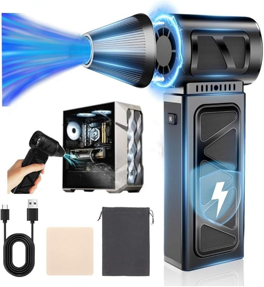 Upgraded Compressed Air Duster, 360000 RPM Electric Air Duster with 5 Gear Power Motor, 8000mAh Rechargeable Cordless Mini Blower Jet Turbo Fan Replace Air Can for Computer Keyboard Car Outdoor