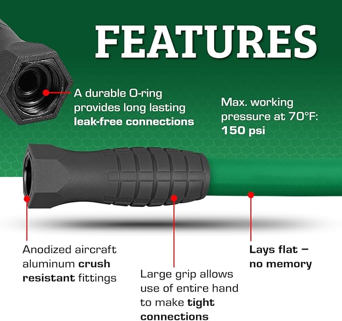Flexzilla Colors SwivelGrip Garden Hose 5/8 in. x 100 ft., Lightweight All-Weather Water Hose, Durable and Flexible, Leak-Free Connections, Forest Green