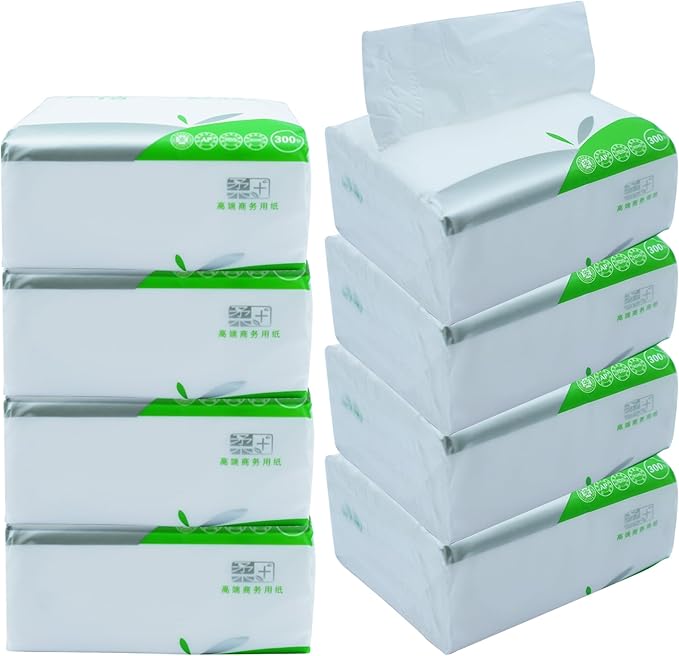 8 Packs Pocket Facial Tissues, Disposable Tissue Napkins, Travel Size Tissue Packs, 3-Ply, 300 Sheets per pack
